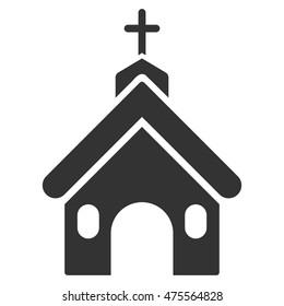 Church icon. Vector style is flat iconic symbol, gray color, white background.