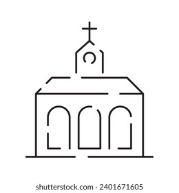 Church icon vector thin line style. Religion line icon building
