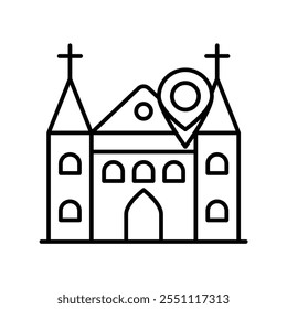 ícone de igreja com fundo branco vetor ilustração stock