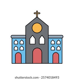 church icon with white background vector stock illustration