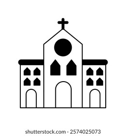 church icon with white background vector stock illustration