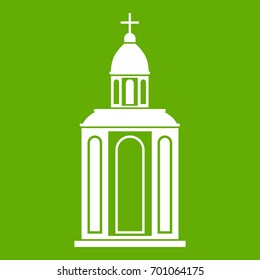 Church icon white isolated on green background. Vector illustration