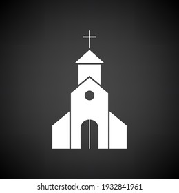 Church Icon. White on Black Background. Vector Illustration.