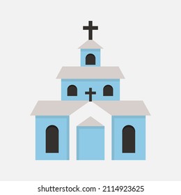 Church icon.Church building silhouette with cross. Catholic holy symbol. Vector illustration.