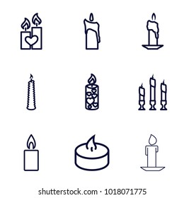 Church icons. set of 9 editable outline church icons such as candle