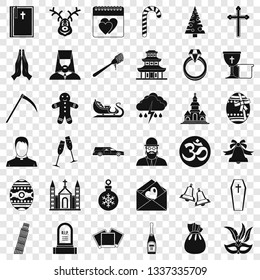 Church icons set. Simple style of 36 church vector icons for web for any design