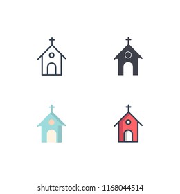 church icons vector with four different style