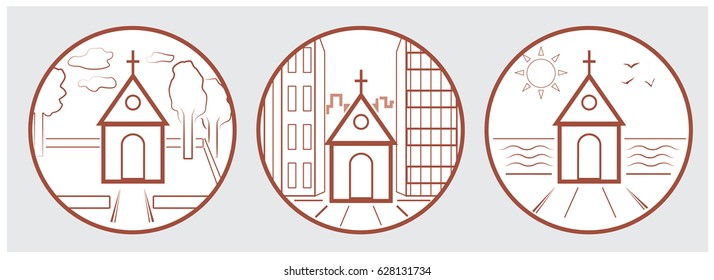 Church icons vector illustration