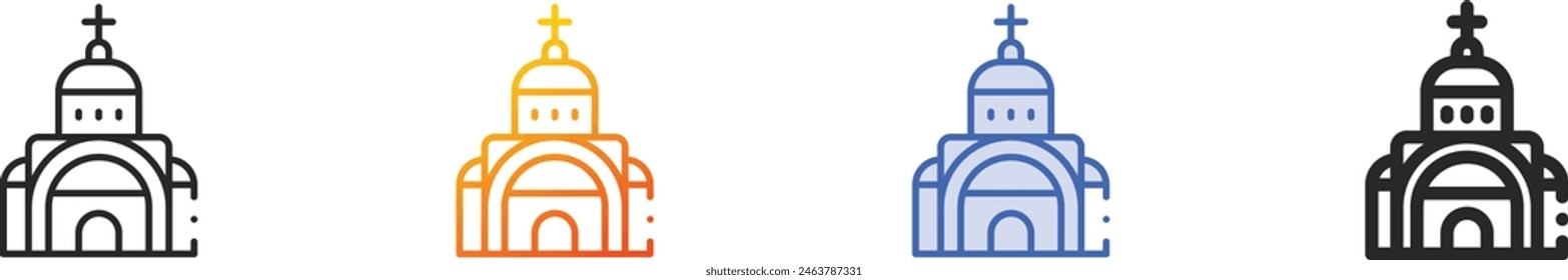 church icon.Thin Linear, Gradient, Blue Stroke and bold Style Design Isolated On White Background