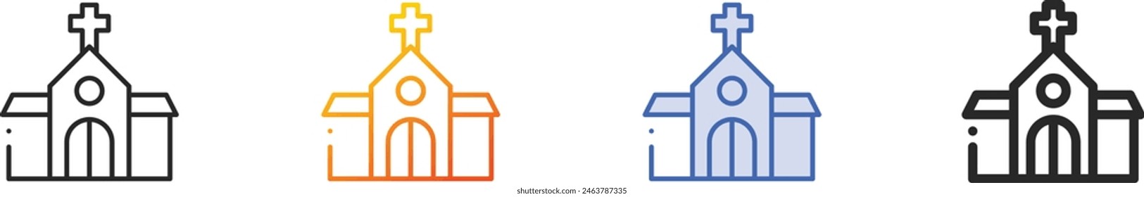 church icon.Thin Linear, Gradient, Blue Stroke and bold Style Design Isolated On White Background