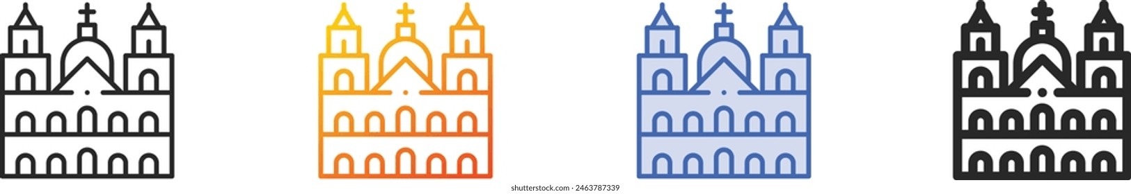 church icon.Thin Linear, Gradient, Blue Stroke and bold Style Design Isolated On White Background