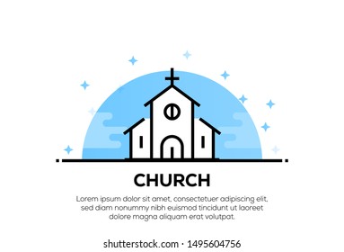 CHURCH AND ILLUSTRATION ICON CONCEPT