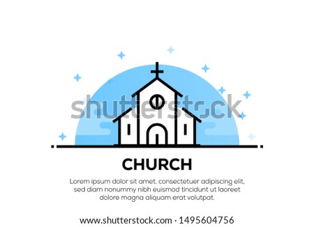 CHURCH AND ILLUSTRATION ICON CONCEPT