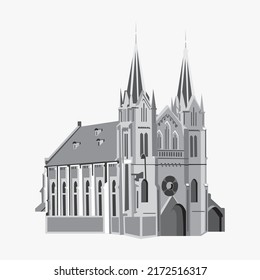 Church illustration vector crurch. Hand drawn vector illustration, crurch malang city