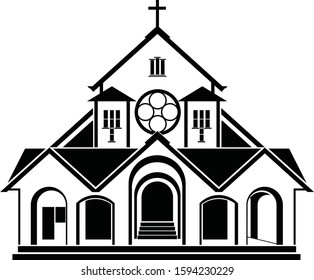 Church image vector EPS for logo, or graphic materials in black color, editable and rezisable.