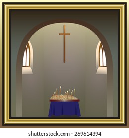 Church inside - vector illustration.