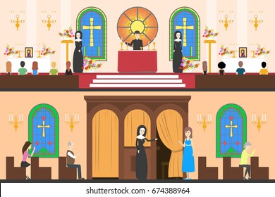 Church interior set.