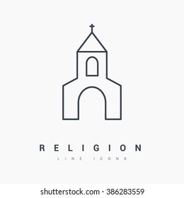 Church isolated minimal single flat icon. Religion vector icon for websites and mobile minimalistic flat design.