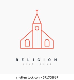 Church isolated minimal single flat icon. Religion vector icon for websites and mobile minimalistic flat design.