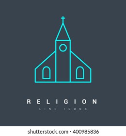 Church isolated minimal single flat icon. Religion vector icon for websites and mobile minimalistic flat design.