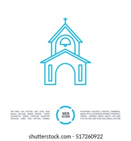 Church isolated minimal single flat icon. Religion vector icon for websites and mobile minimalistic flat design.