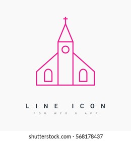 Church isolated minimal single flat icon. Religion vector icon for websites and mobile minimalistic flat design.