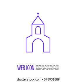 Church isolated minimal single flat icon. Religion vector icon for websites and mobile minimalistic flat design.