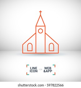 Church isolated minimal single flat icon. Religion vector icon for websites and mobile minimalistic flat design.