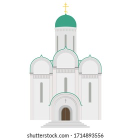 Church. Isolated vector color image of a white Christian Church on a white background. Orthodox Church. Flat style