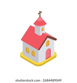 Ilustración de estilo de Vector isométrico de iglesia 