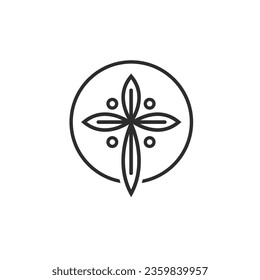 church leaf cross icon vector concept design template web