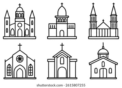 Church line art illustration for modern graphic designs