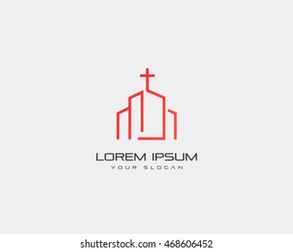 Church Line Art Logo Vector