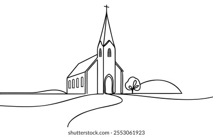 church line drawing line vector