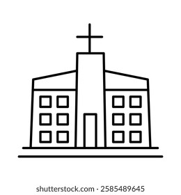 Church Line Editable Stroke Icon. Real Estate, Building, House, Home, Property Vector Illustration