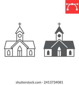 Church line and glyph icon, St. Patrick's Day and Easter, chapel vector icon, vector graphics, editable stroke outline sign, eps 10.