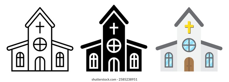 Church line icon collection, easter and holiday, building icon set vector graphics, a linear pattern on a white background, eps 10.