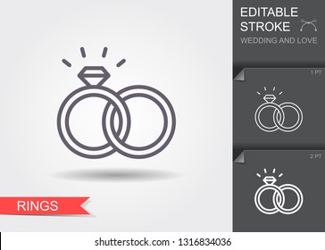 Church. Line icon with editable stroke. Linear wedding symbol