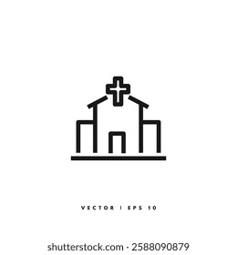 Church Line Icon. Editable Stroke