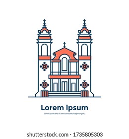 Church line icon. Facade of religious building. Vector illustration isolated on a white background. Template for designs, web banners, cards, posters.