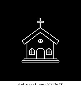 Church Line Icon On Black Background