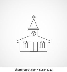 Church Line Icon On White Background