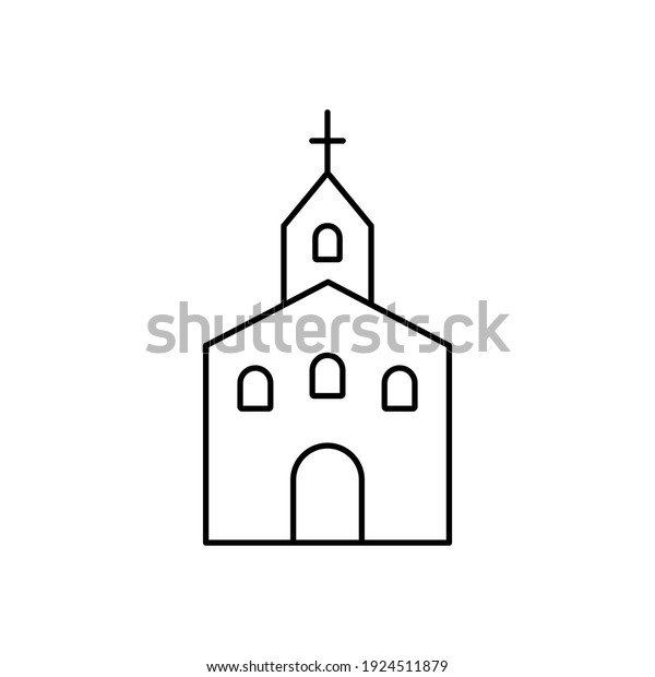 Church Line Icon Church Outline Black Stock Vector (Royalty Free ...