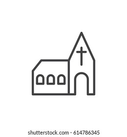 Church line icon, outline vector sign, linear style pictogram isolated on white. Symbol, logo illustration. Editable stroke. Pixel perfect