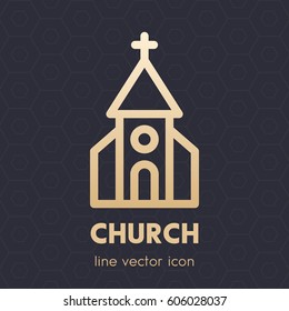 church line icon over dark, vector illustration