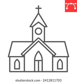 Church line icon, St. Patrick's Day and Easter, chapel vector icon, vector graphics, editable stroke outline sign, eps 10.