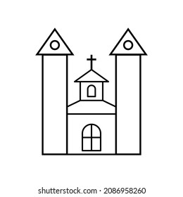 Plantilla vectorial de icono de línea de iglesia