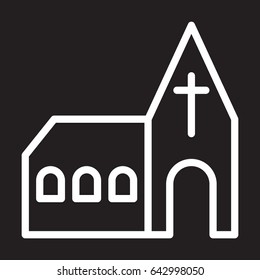 Church line icon, white outline sign, vector illustration