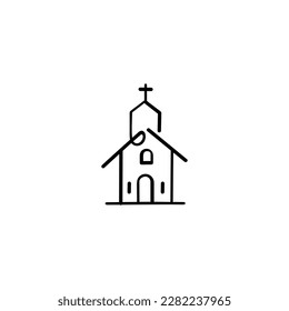 Diseño de iconos de estilo de línea de la iglesia