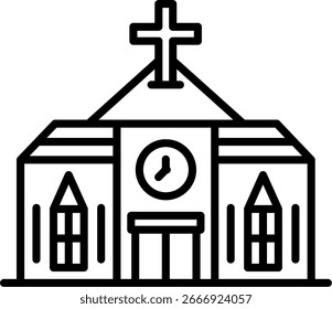 Design de ícone de vetor de linha de igreja